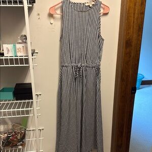 LOFT Black and White Maxi Dress with Gingham Pattern